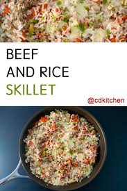 A Simple Skillet Dinner Made With Ground Beef Onion Rice Beef Bouillon Granules Green Bell Pepper Tomato And Monte Beef And Rice Beef Recipes Beef Dinner