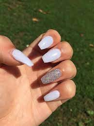 Dip Powder Mood Changing Nails White Acrylic Nails Coffin Nails Designs