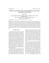 Pdf Fidelity Level And Knowledge Of Medicinal Plants Used To Make Therapeutic Turkish Baths