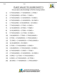 Printable 3rd Grade Math Sheets Place Value To 10000 5 Gif 1 000 1 294 Pixels 3rd Grade Math Math Classroom Math Notes