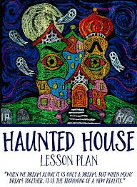 Halloween Art Lesson Draw A Haunted House Halloween Art Lessons Art Lesson Plans Art Lessons Middle School