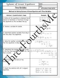 Systems Of Equations 3 Variables Scaffolded Notes By Threefourthsme Systems Of Equations Equations Scaffolded Notes