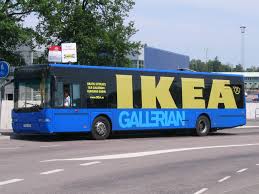 the ikea bus in stockholm there is a free bus every hour from the city centre to the ikea store bus ikea store busses