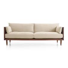 Sherwood 2 Seat Exposed Wood Frame Sofa Reviews Crate And Barrel In 2020 Sofa Wood Frame Sofa Frame Wooden Couch