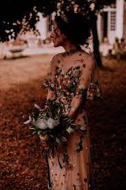 Trending Now The Embroidered Wedding Dress These Colorful Floral Gowns Are Turning Heads Green Wedding Shoes Green Wedding Dresses Wedding Dress Trends Embroidered Wedding