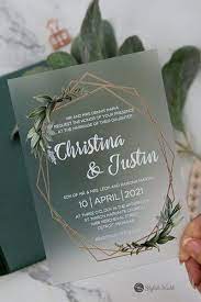 Modern Acrylic Wedding Invitations Green Botanical Wedding Invitations Wedding Invitation Trends Digital Wedding Invitations Digital Invitations Wedding