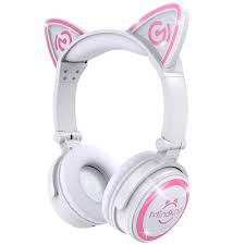 Cat Bluetooth Wireless Headphones White Pink Led Lights Girls Womens Adults Gift Headphones Wireless Cat Ear Headphones Bluetooth Headphones Wireless