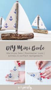 Diy Bastelt Euch Maritime Tischdeko Einfach Selbst Wir Zeigen Euch Schritt Fur Schritt Wie Die Mini Holzboote H Boot Basteln Weihnachtsschmuck Diy Holzboote