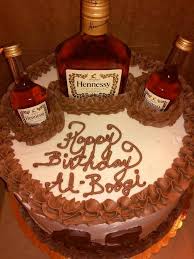 21st Birthday Cake With Liquor Bottle On Top Hennessy Cake Hennessy Cake Birthday Desserts Liquor Cake