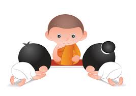 Respect cartoon 1 of 15. Big Bubble Head Cartoons Pay Respect To Monk 2367545 Vector Art At Vecteezy
