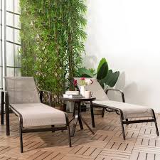 If you want foldable chaise lounge chair outdoor, you must want to have a flexible lounge chair. 3 Pieces Outdoor Chaise Lounge Set With 2 Reclining Chair And Round Side Table