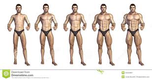 Bodybuilders Step By Step Transformation Stock Illustration