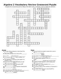 Algebra 2 Vocabulary Review Crossword Puzzle Algebra Vocabulary Algebra 2