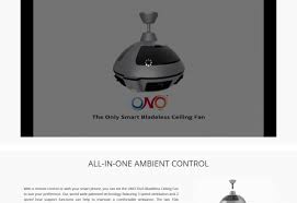 The smart bladeless ceiling fan with dual temperature control system and led light fixture. Ono Tech Bladeless Fan Obvious Consulting