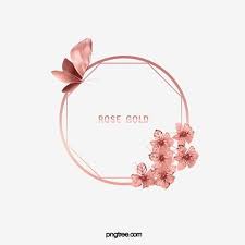 Elegant Deluxe Rose Gold Round Butterfly Lace Frame Rose Gold Logo Rose Gold Painting Floral Logo Design