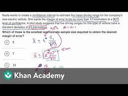 Sample Size For A Given Margin Of Error For A Mean Video Khan Academy