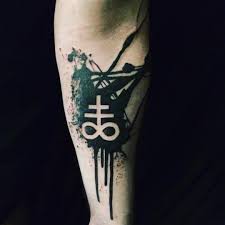 'celtic cross' tattoo on his right forearm. Leviathan Cross By Richard Blackstar White Rabbit Tattoo New York Ny Tatuajes Bocetos Tatuajes Leviatan