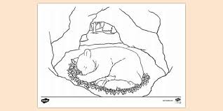 These alphabet coloring sheets will help little ones identify uppercase and lowercase versions of each letter. Hibernating Bear In Cave Colouring Sheet Colouring Page