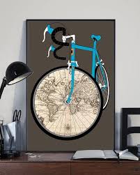 World Map Bike Vertical Perfect Gift For Who Are Interested In Traveling Around The Wold Poster With Interesting Things Perfect Gift World Map