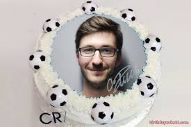 Cristiano ronaldo of portugal peeks through some paper as he poses for a portrait during an official. Ronaldo Birthday Cake With Photo Edit