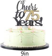 Black, white & red themed 75th birthday cake. Amazon Com Lveud Black Font Golden Numbers Cheers To 75 Years Happy Birthday Cake Topper Wedding Anniversary Birthday Party Decorations 75th Grocery Gourmet Food