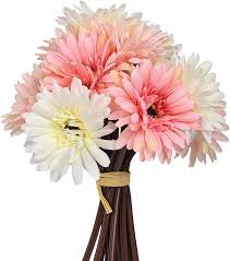 We offer free shipping within the us. Amazon Com Bigotters Gerbera Daisy 14 Pcs Artificial Flowers Silk Flowers Bouquets Bride Bridesmaid Holding Flowers For Wedding Bouquet Home Garden Party Wedding Diy Decoration Pink And White Home Kitchen