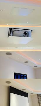 In Ceiling Roll Down Projector System Pictures From Home Cinema Room Basement Living Rooms Home Cinema Projector
