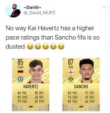 Sancho's price on the xbox market is 21,750 coins (7 min ago), playstation is 22,500 coins (1 min ago) and pc is 25,500 coins (2 min ago). Really Ea And Fede Valverde Has 86 Pace You Telling Me That Man Runs Faster Than Sancho I Just Know Fifa 21 Is Gonna Be Such A Shit Bomb Anyone Else