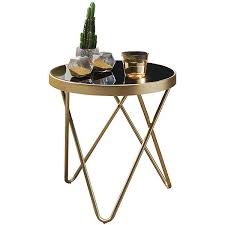 Sofatisch modern , organischer sofatisch. Beistelltisch Dana 42x46x42cm Couchtisch Schwarz Gold Wohnzimmertisch Glastisch Sofatisch Metall Schwarz Wohnling Yomonda