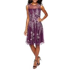 J Taylor Sleeveless Embroidered Leaf Fit Flare Dress Embroidered Party Dress Fit Flare Dress Dresses