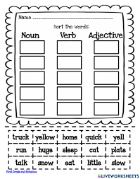 For example, the plural of balloon is balloons. Sorting Nouns Verbs Adjectives Worksheet