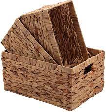 Maybe you would like to learn more about one of these? Amazon Com Storage Baskets Woven Natural Water Hyacinth Box With Handle Kingwillow Set Of 3 Home Kitchen