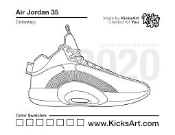 Air jordan 1 coloring pages sneaker coloring pages: Air Jordan 35 Sneaker Coloring Pages Created By Kicksart