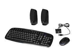 Logitech Ex100 Black Cordless Desktop Keyboard Optical Mouse Speaker Kit Newegg Com