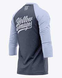 Download Men S Heather Raglan 3 4 Length Sleeve T Shirt Mockup Back Half Side View In Apparel Mockups On Yellow Images Object Mockups
