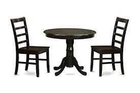 East West Furniture Anpf3 Cap W 3 Piece Kitchen Table Set Cappuccino Finish Round Wooden Dining Table Small Kitchen Table Sets Small Kitchen Tables