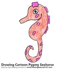 The stomach of the seahorse is the most prominent part of this species of marine fish; Cartoon Pygmy Seahorse Colored Pencils Drawing Cartoon Pygmy Seahorse With Color Pencils Drawingtutorials101 Com