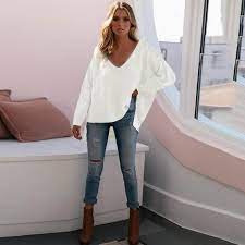Maybe you would like to learn more about one of these? Femmes Automne Hiver Casual Pull Solide Col V Devant Court Dos Long Pull Long Blanc Blanc Cdiscount Pret A Porter
