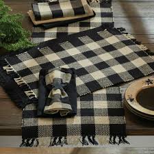 Black table runner and placemats. Farmhouse Country Kitchen Wicklow Black Table Runner 36