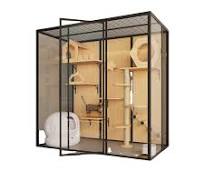 Large Luxury Displaying Cats House Tempered Glass Wood Multi-functional Cat  Villa Enclosure Pet House Indoor Cat Cage Solid