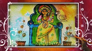 Saraswati puja image drawing dimension: How To Draw Shoroshoti Puja Saraswati Drawing Step By Step Vasant Panchmi Drawing Youtube