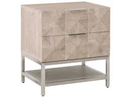 Wood is a natural material with diverse patterning and color. Essentials For Living Traditions Atlas Natural Gray Acacia Brushed Stainless Steel Two Drawer Nightstand Esl6150ngbstl