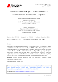 Capital structure in a broader sense of capitalization is the part of capitalization. Pdf The Determinants Of Capital Structure Decisions Evidence From Chinese Listed Companies