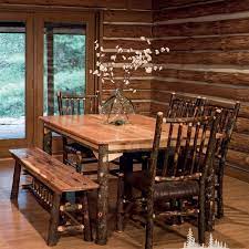 Our rustic hickory furniture will adorn your lodge theme home with gorgeous cabin decor and stunning woodland style. Saranac Hickory Extendable Log Dining Table