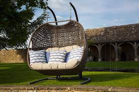 It's versatile enough to function as hammock chair for lounging or to display as a unique centrepiece. Rio Double Hanging Cocoon Including Fawn Cushions Product Code Fwchr3 Bramblecrest S Rio Double Hanging Coc Swinging Chair Swing Chair Garden Hanging Chair