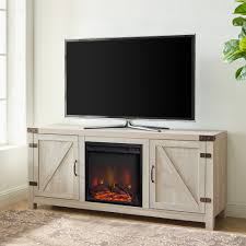 Combine the beauty of fine furniture with the ambiance of a fireplace. Woven Paths Modern Farmhouse 2 Door Electric Fireplace Tv Stand Stone Grey Walmart Com Walmart Com