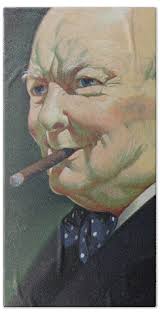 Winston Churchill with a cigar Bath Towel by Angus McBride