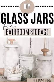 5 out of 5 stars. Easy Diy Upcycled Glass Jars For Bathroom Storage Her Happy Home Upcycle Glass Glass Jars Diy Bathroom Crafts