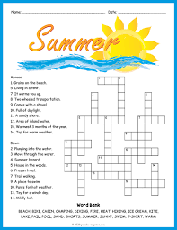 Free printable summer crossword puzzles for adults. Summer Crossword