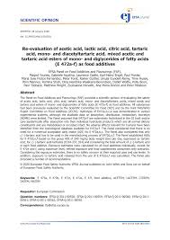 Pdf Scientific Opinion Re Evaluation Of Acetic Acid Lactic Acid Citric Acid Tartaric Acid Mono And Diacetyltartaric Acid Mixed Acetic And Tartaric Acid Esters Of Mono And Diglycerides Of Fatty Acids E 472a F As Food